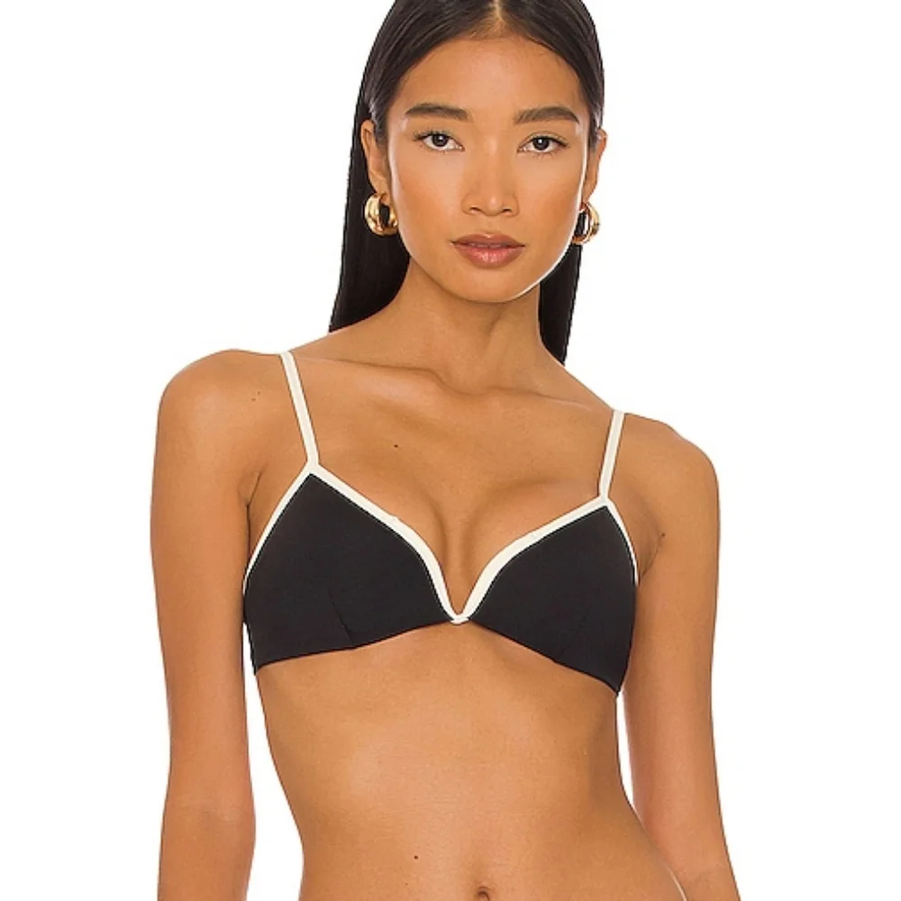 L*Space Helena Bikini Top Black Cream